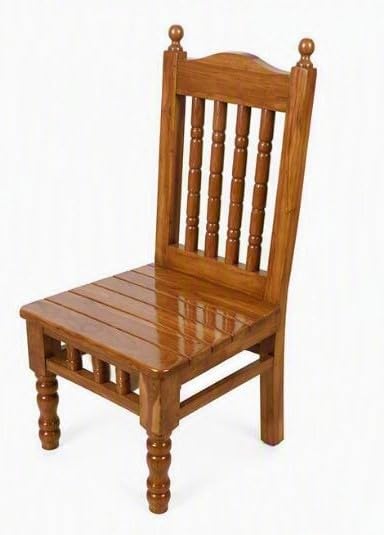 Image of Wooden Dining Chair with High Spindle Back, Honey Finish