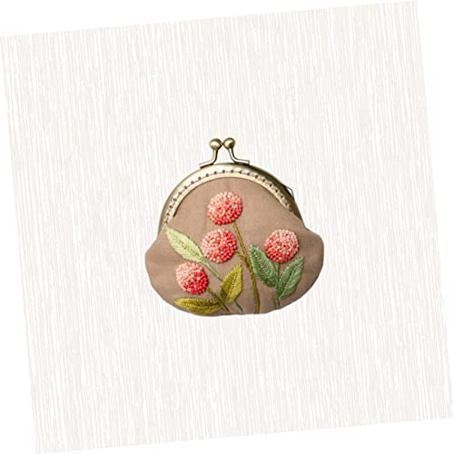 Image of EXCEART Handmade Embroidery Starter Kit Coin Purse DIY Tools Set with Needle and Accessories for Women Girls Round Bag 3.94X1.38X3.35 Inch Portable Craft for Beginners