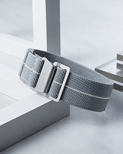 Image of BINLUN Elastic Nylon Watch Band 18mm 20mm 22mm Marine Nationale Fabric Military Parachute Replacement Watch Strap Men Women Silver & Black Buckle - Upgraded Hook-and-Loop Buckle