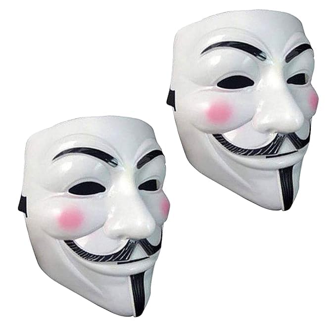 chikly Vendetta Joker Halloween Devil Monster Horror Terror Vampire Scary White Face Mask for Kids & Adults, Halloween Costume Cosplay Party Mask, Hacker Mask