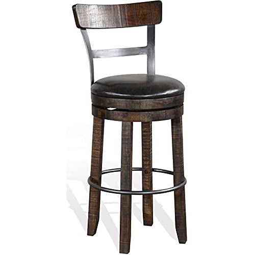 Sunny DesignsHomestead 30" Wood Swivel Barstool with Back in Tobacco Leaf