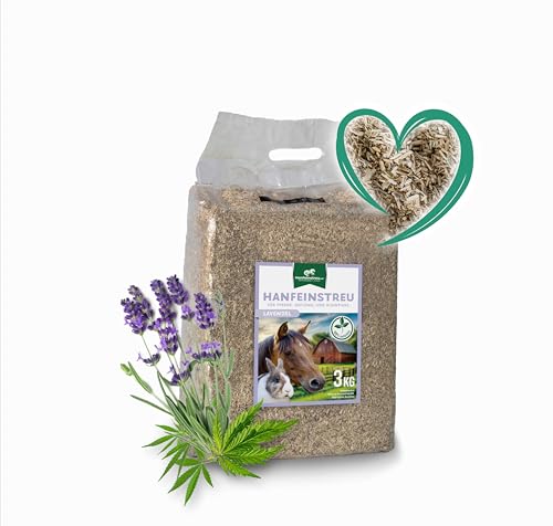 Hanfeinstreu mit Lavendel für Kleintiere, Hühner und Pferde, 30 Liter, 100% Naturprodukt, Extrem Saugfähig, Staubarm, Geruchsbindend, Nachhaltig und Langlebig