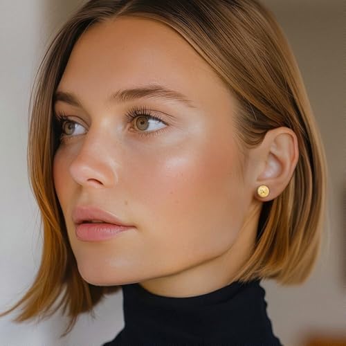 14K Solid Yellow Gold 8mm Stud Earrings2