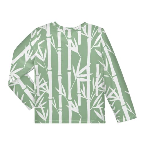 White Stalk Green Boy's Rash Guard Swim Shirt Long Sleeve Sun Shirt for Toddler Kid UPF50+2