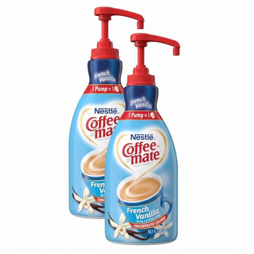 Nestle Coffee Mate Coffee Creamer, French Vanilla, Concentrated Liquid Pump Bottle, Non Dairy, No Refrigeration, 50.7 oz (Pack of 2)