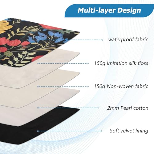 Funda para laptop de 13-14 pulgadas con diseño floral resistente al agua miniatura 4