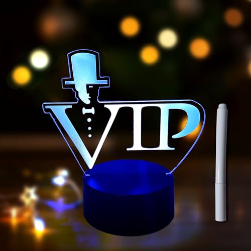 HYDLSY LED VIP Reserved Table Sign Night Light With Pen, LED Table Tent Board with Color Lights for Bar Restaurant Wedding Birthday Party Home Dinner Party (BLACK, Men)