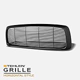 Stehlen 642167820611 Horizontal Front Hood Bumper Grille - Matte Black For 2002-2005 Dodge Ram...