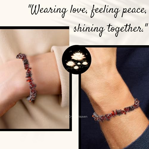 Image of Certified Amber Bracelet for Women Men with Healing Crystal and Reiki Stone - Beautiful Gemstone Beaded Bracelet for Balance, Harmony & Positive Energy (Chips Stone Beads)