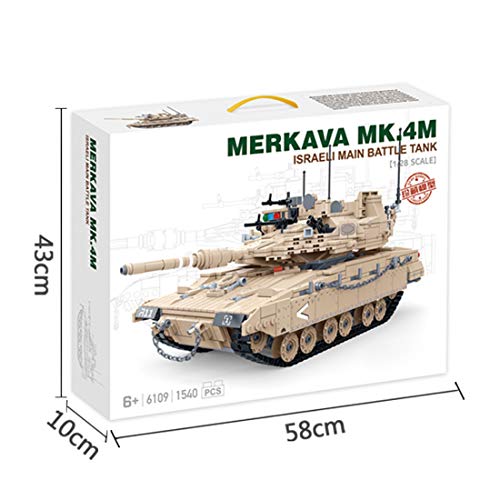 PEXL Technik Panzer Bausatz, Bausteine Panzer Modell Merkava MK4 Militär Panzer Modellbausatz 1540 Klemmbausteine… – Bild 8