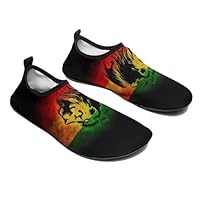 Jamaican Lions Flag Water Shoe Menswomans Quick Dry Wading Shoe Barefoot Aqua Socks Surf Shoes Rain Boots Barefoot Aqua Socks for Travel Non Slip Indoor Outdoor Walking