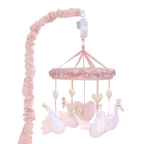 Image of Grace Pink Swan and Hearts Musical Mobile by The Peanut Shell