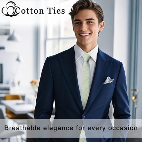Image of Cotton Ties for Men Solid Color Skinny Tie Mens Necktie for Wedding Graduation Formal Dinner