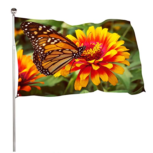 Pickako Spring Summer Butterfly And Flowers Daisy Garden 3X5 Foot Flag, Double Stitched 3 X 5 Ft Flags With Brass Grommets For Home House Outdoor Indoor Decor #TOP3