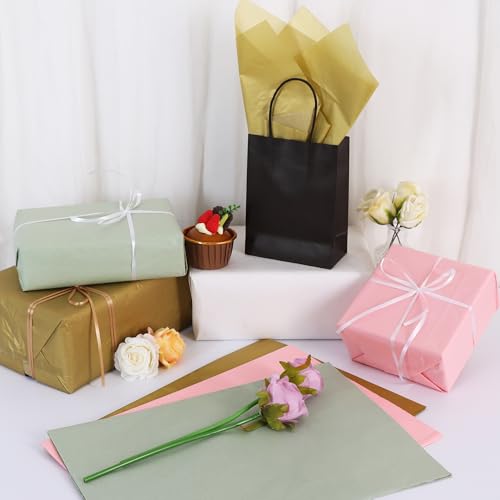 Image of BEISHIDA 90 Sheets Sage Green Pink Gold Tissue Paper Bulk, Wrapping Tissue Paper for Gift Bags, 14 x 20 Inch Gift Wrap for Wedding Birthday Christmas Party DIY Crafts Decor Holiday Flowers