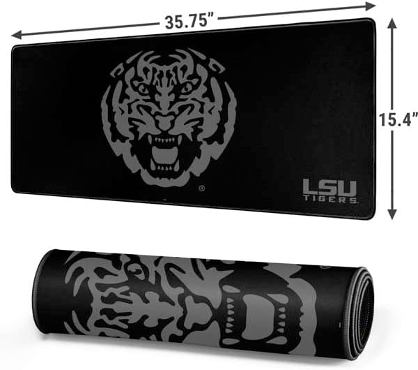 Skinit Extra Large Gaming Mouse Pad - Officially Licensed Geaux Tigers Design with Stitched Edges, Waterproof, Non-Slip Rubber Base, Desk Mat for Keyboard & Mouse, 35.75" x 15.4" inches