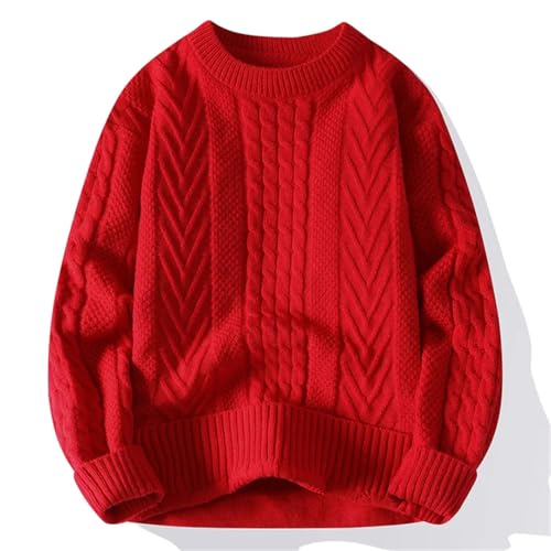 Men O-Neck Sweaters Vintage Mens Long Sleeves Knitted Sweater Solid Striped Pullovers3