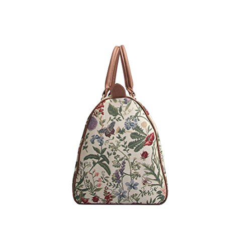 Signare Tapestry Duffel Bag for Women – Large Weekender Overnight Travel Bag with Garden Floral Design, Lightweight Carry-On Luggage, Durable Vintage-Inspired Tote for Holidays and Gym