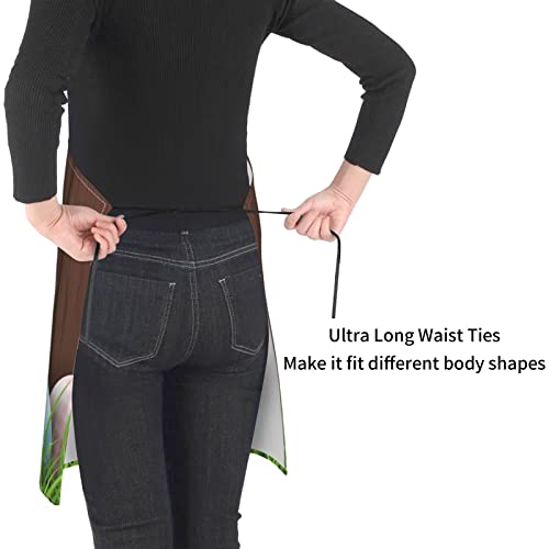 Happy Easter Rabbit Eggs Green Plants Funny Bbq Adjustable Apron For Women Men Birthday Gifts Grilling Cooking Master Chef Bib 2 Pockets #TOP3