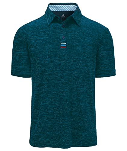 JACKETOWN Polo Hombre Manga Corta con Botones Polos Transpirables Ropa Polo Camisa Hombre Secado Rápido Tenis Polo Deportivo Outdoor Golf Shirts Casual Verano Verde Oscuro XXL