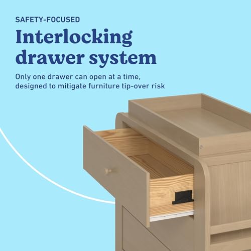 Image of Graco Read-with-Me 3 Drawer Chest with Bookshelves and Removable Changing Topper - GREENGUARD Gold Certified, Nursery & Kids' Bedroom Wood Chest with Spacious Storage (Driftwood)