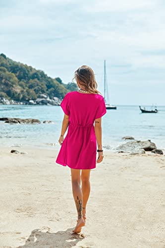 Ekouaer Women's Cover Ups Casual Swimsuit Coverups Flowy Tie Waist Beach Cover Up Dress4