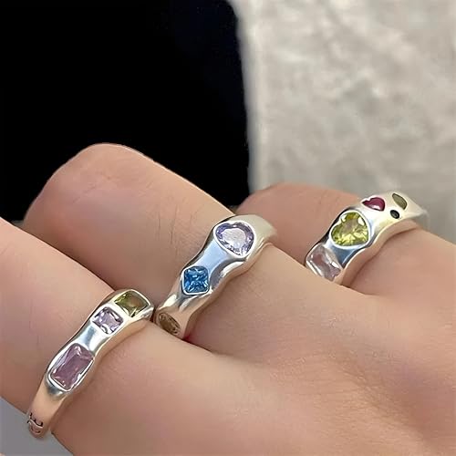 Opal ring VanThai Le - Korean Opal Irregular Rings Pink Zircon Stone Wedding Engagement Opal Y2K Aesthetic Jewelry 32