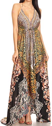 Image of Sakkas Lizi Womens Maxi High-Low Halter Handkerchief Long Dress Beach Party