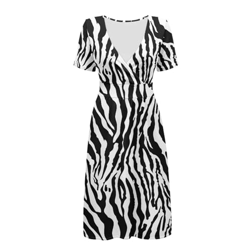 Image of Women's Summer Formal Dresses Short Sleeve Wrap V Neck Dresses Bridesmaid Wedding Guest Dress with Pockets