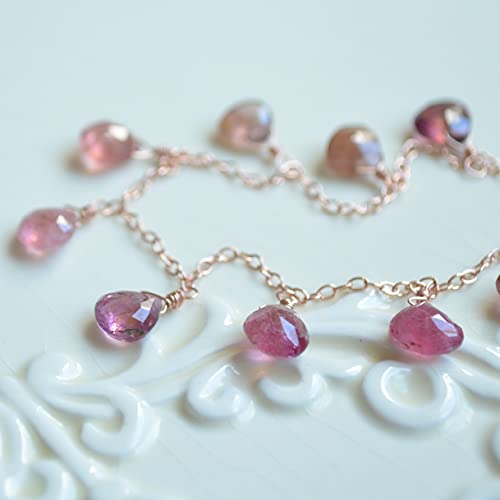 Pink Tourmaline Necklace in Rose Gold 