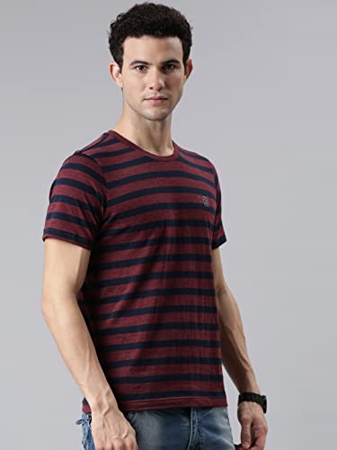 Image of F A S O Men's T-Shirt - Super Soft Combed Cotton Rich Fabric Sporty Striped Design Customized Comfort Fit