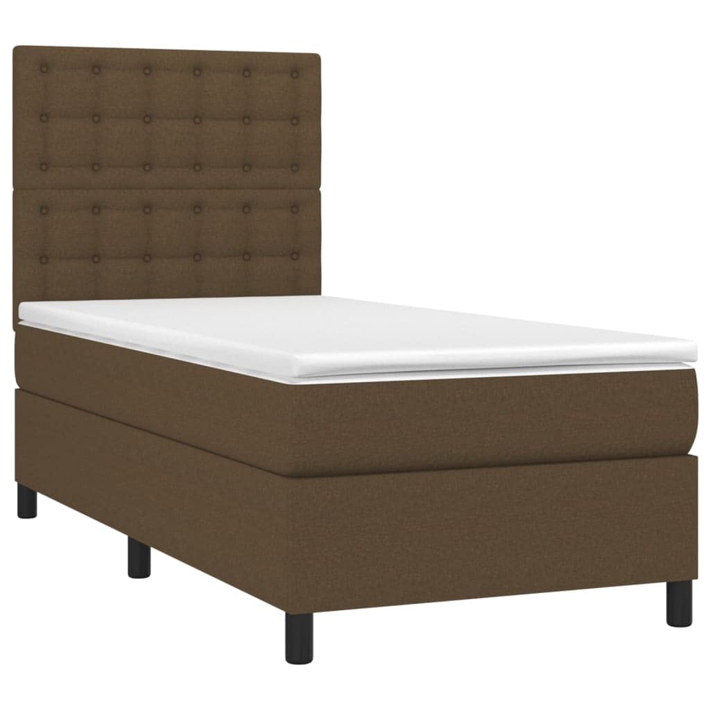 Stoff Kopfteil höhenverstellbar Boxspringbett 80x200 cm Braun