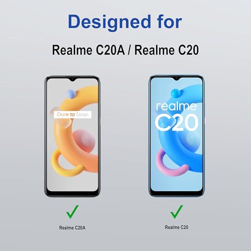 Image of ZAP CASE HD Plus Tempered Glass Screen Protector Compatible For Realme C20A (Black) Edge To Edge Coverage With Easy Installation Kit