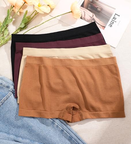 Image of ALL OF SHE Boy Shorts Underwear for Women Full Coverage Boxer Briefs Soft Seamless Panties Lingerie Under Dress Booty Shorts