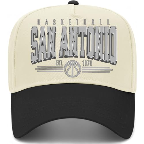 San Antonio Hoops Collegiate Ball Hat | Premium Adjustable Snapback Baseball Trucker Hats for Men & Women (US, Alpha, One Size, Black/Natural)