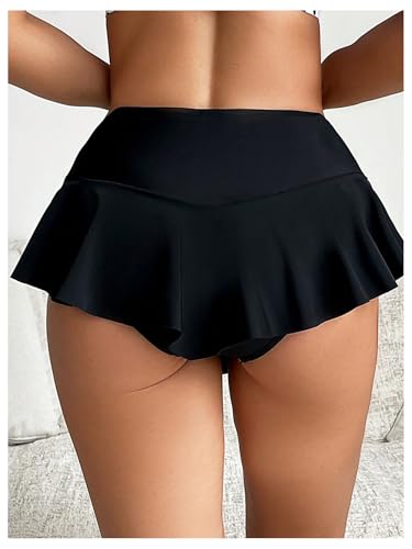 WDIRARA Women's Ruffle Hem Mini Swim Skirt Summer Low Rise Bikini Bottom3
