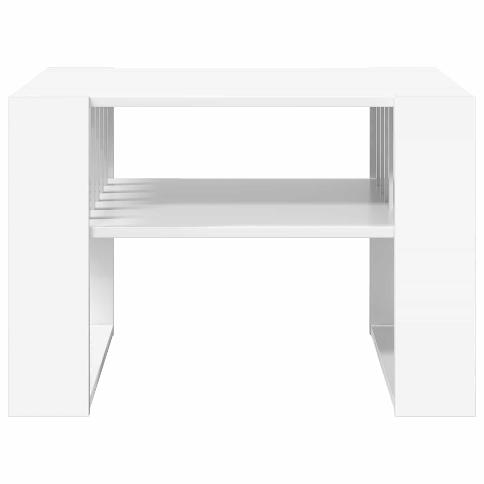 Mesa de centro blanca de 66 x 49,5 x 45 cm, material de madera, moderna mesa de salón con estante y espacio de almacenamiento para salón, habitación de invitados, oficina, pasillo, recepción