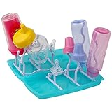 Lily's Home Folding Travel-Size Baby Bottle Drying Rack, for Short or Tall Bottles and Accessories, Bottom Tray Converts to Portable Carrying Case, Ideal Baby Shower Gift (12-Bottle Capacity)