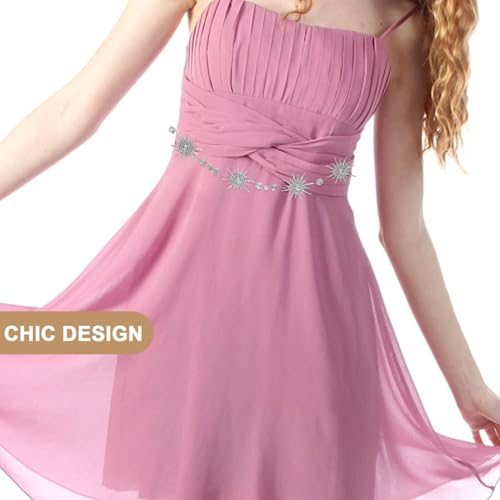 3pcs Charm Bridesmaid Ribbon Women Decor Bride Crystal Accessories Wedding Formal Girls Decorative Star Alloy Chain with Ladies Headband Hair Rhinestone Snowflake Sash Waist3