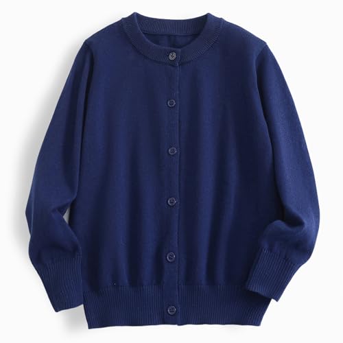 Image of ACESTAR Boys Girls Cardigan Sweater Cotton School Uniforms Solid Kids Long Sleeve Button Down Sweaters Knit Tops, 3T-12Years