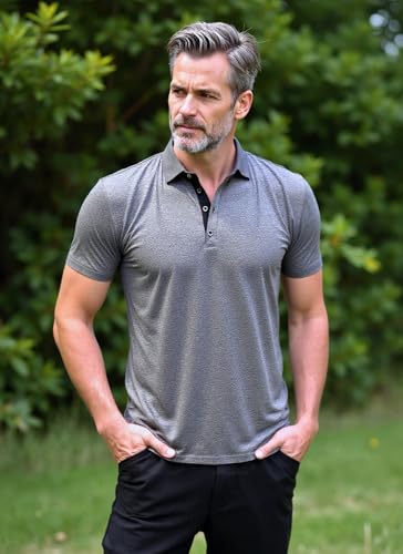 Mens Polo Golf Shirts Casual Short Sleeve Button Up Collared T-Shirt Fashion Work Business Tee Tops2