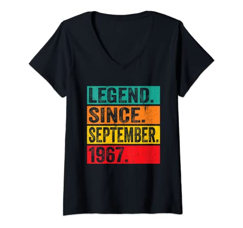 Mujer Legend Since September 1967 55th Birthday Gifts 55 Years Old Camiseta Cuello V