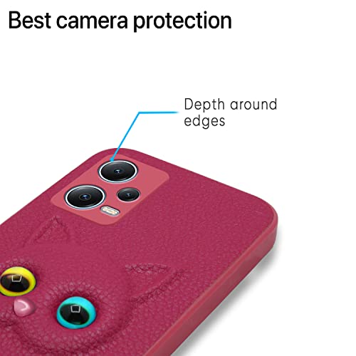 Image of Pikkme Redmi Note 12 Pro Plus 5G Back Cover for Girls | Cute Cat Leather Finish | Soft TPU | Case for Redmi Note 12 Pro Plus 5G (Pink)