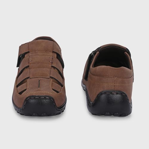 Image of Centrino Men's Fisherman Sandals | Cushioned Insole & Hook & Loop Straps | Trendy Sporty Design with Premium Upper | Closed-Toe Sandals for Travel & Walking (6620)