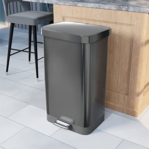 Glad Stainless Steel Step Trash Can With Clorox Odor Protection | Large Metal Kitchen Garbage Bin With Soft Close Lid, Foot Pedal And Waste Bag Roll Holder, 20 Gallon, All Pewter #TOP4