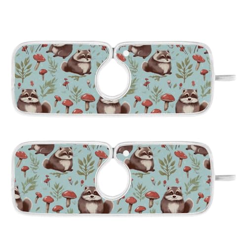 FULUHUAPIN 2 Pack Raccoon Kitchen Faucet Splash Catcher Absorbent Mat, Polyester Sponges Machine Washable Quick Dry Drying Mat, Sink Accessories 30'' x 5'' 20324465