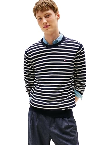Tommy Hilfiger Herren Baumwolle, Einfarbig, Rundhalsausschnitt, Leichter, Erhältlich in Big & Tall Pullover, Desert Sky/Ivory, XL – Ansicht 1
