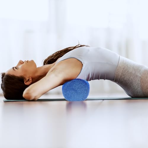 Rodillo de espuma de alta densidad Mikikit para yoga, masaje profundo de tejidos y liberación muscular, color azul, para alivio de espalda, hombros y cuello, y pilates miniatura 2