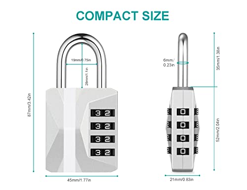 Image of ZHEGE Locker Lock, 4 Digit Combination Lock Gym Lock & White Code (Silver) | Heavy Duty Combo Padlock Outdoor for Gate, Fence, Shed, Garage, School Locks