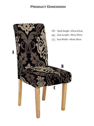 Image of Cortina Dining Chair Slipcover | Protection Chair Cover | Damask Print, Removable, Washable | Universal Fit Soft Stretchy Polyester Spandex | Hotel, Marriage, Wedding | Pack of 6, Black Brown